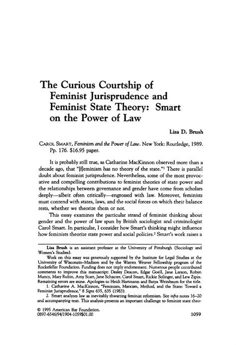 The Curious Courtship Of Feminist Jurisprudence And Feminist State