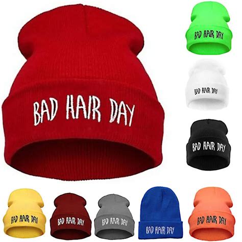 Модные спортивные теплые зимние шапки с надписью «Bad Hair Day», шапки ...
