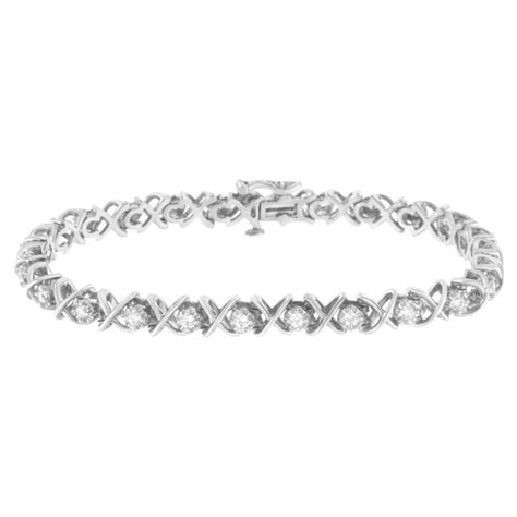 925 Sterling Silver 1 0 Carat Diamond Double Leaf And Bezel Link