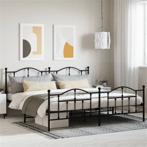 Vidaxl Metal Bed Frame With Headboard And Footboard Black X King