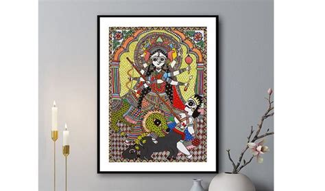 Buy Goddess Durga Madhubani Art Painting Online In India Wooden