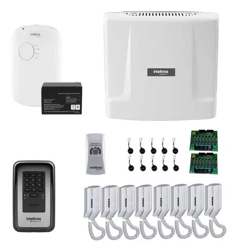 Kit Interfone Coletivo 8 Pontos Porteiro Fonte Intelbras