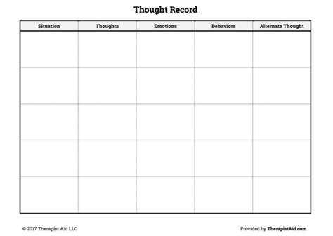 Thought Record Worksheet Therapist Aid TherapistAidWorksheets Net