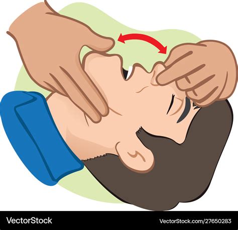 First aid person opening mouth clearing airway Vector Image