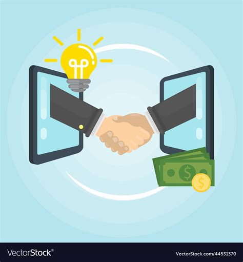 Handshake Between Screens Royalty Free Vector Image