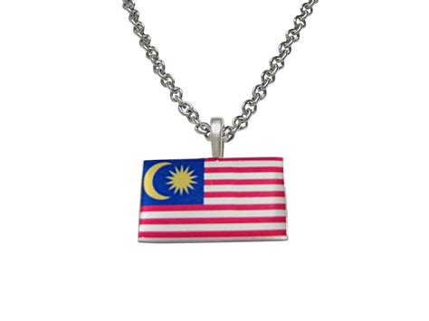 Malaysia Flag Pendant Necklace Necklace Pendant Necklace Malaysia Flag