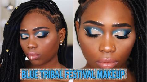 🌵 🌻 Tutorial Blue Tribal Coachella Makeup🦋 Youtube