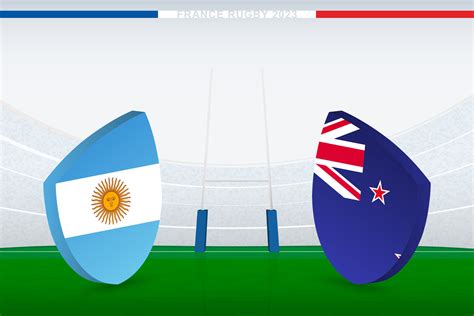 Semi-final match between Argentina vs New Zealand, illustration of ...