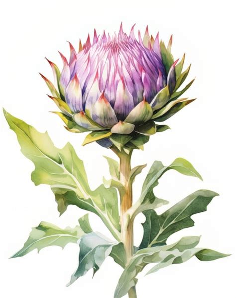 Desenho Em Aquarela De Uma Flor Protea Isolada No Fundo Branco Foto