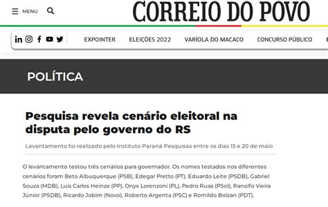 Correio Do Povo Cita Pesquisa Realizada Pela Paran Pesquisa Paran