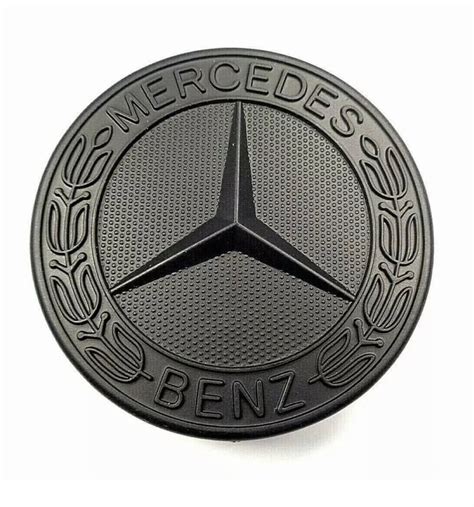 Mercedes Bonnet Logo Full Black 57mm CLASSE C E CLK S Emblem Matt Black