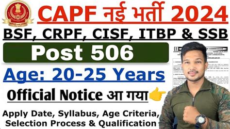 CAPF New Recruitment 2024 BSF CISF CRPF ITBP SSB New Vacancy