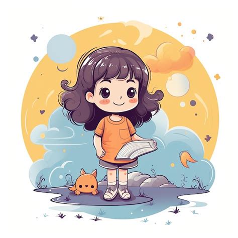 Premium Ai Image A Girl Flat Cartoon Character Illustration