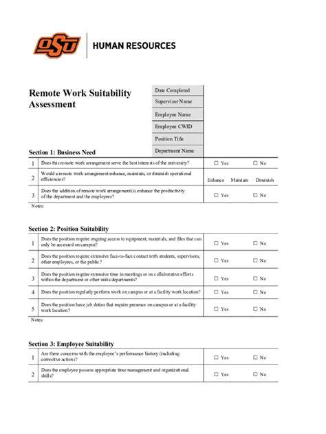 Fillable Online Hr Okstate Remote Hybrid Work Request Process Fax Email