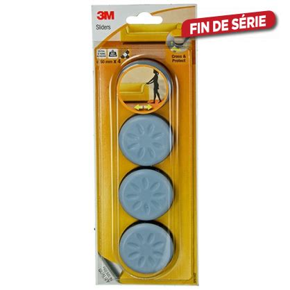 Patin glisseur adhésif gris foncé Ø 50 mm 4 pièces 3M