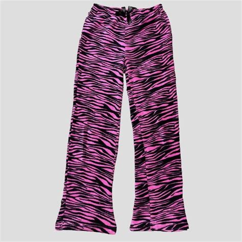 Y2k Hot Pink Zebra Print Flared Scene Mcbling Pajama Depop