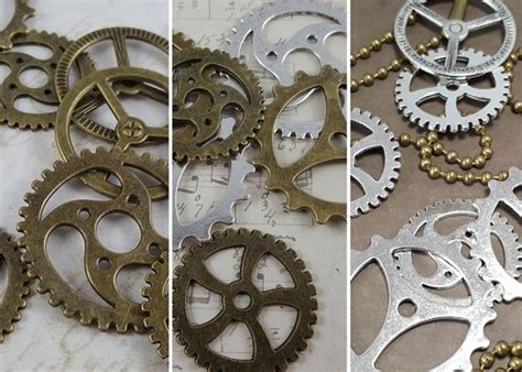 Large Bronze Gear Charms Metal Scrapbook Embellishments