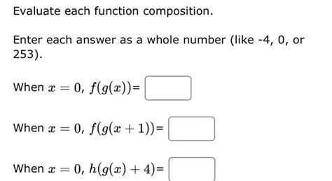 Evaluate Each Function Composition Enter Each Answer