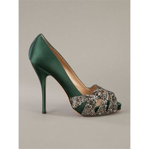 Valentino Peep Toe Silk Pump Shoes Women Heels Glitter Shoes