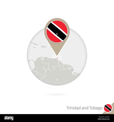 Trinidad Und Tobago Karte Und Flagge Im Kreis Karte Von Trinidad Und Tobago Trinidad Und