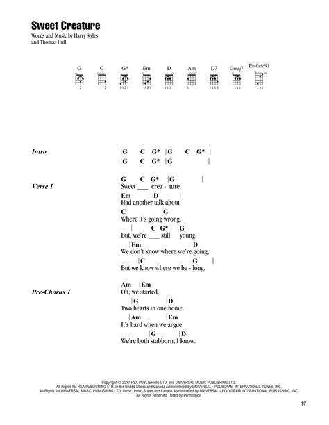 Sweet Creature By Harry Styles Sheet Music For Ukulele Chords Lyrics At