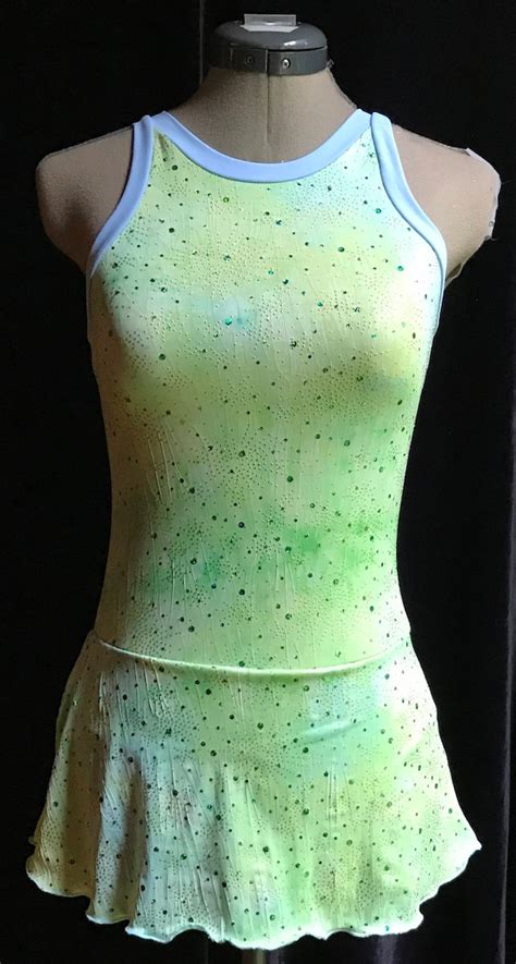 Light Green Ice Figure Skating Competition Dress Girls Small Etsy