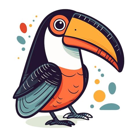 Tucano de desenho animado ilustração vetorial colorida isolada em fundo