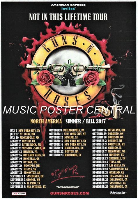 Guns N Roses Not In This Lifetime Tour 2017 11 X 14 Color Poster Etsy