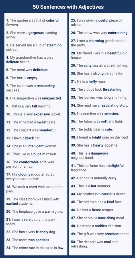 50 Sentences With Adjectives With Pronunciation Neurochispas