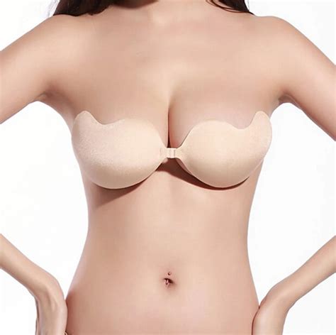 Women Sexy Push Up Front Closure Bra Seamless Strapless Bra Self Adhesive Silicone Bra For