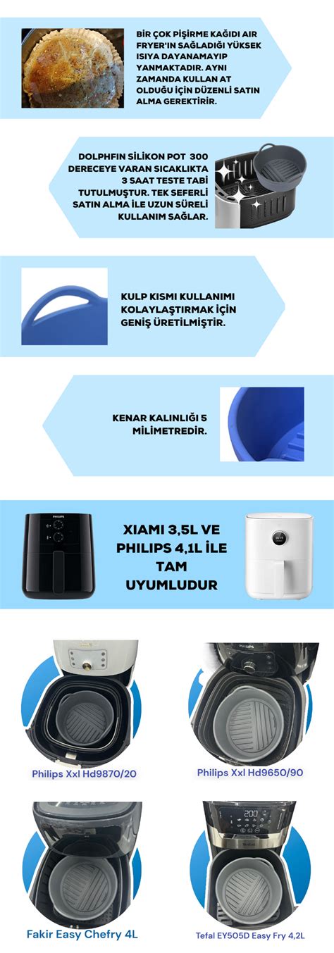 DolphFin Air Fryer Silikon Pişirme Kabı Yemek Ve Kek Kalıbı Xiaomi 3 5l