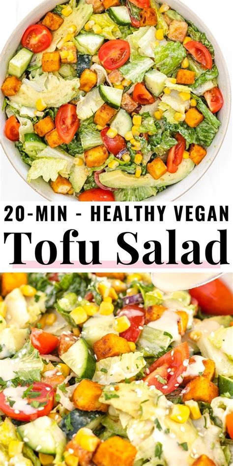 Tofu Salad The Plant Based School Recipe Tofu Salad Recipes Delicious Tofu Tofu Recipes Easy