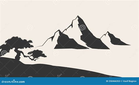 Mountains Vector Mountain Range Silhouette Isolated Vector Illustration