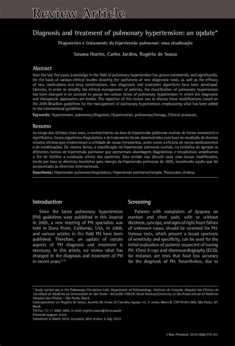 Pdf Diagnosis And Treatment Of Pulmonary Hypertension An Update Since The Latest Pulmonary