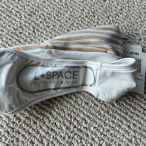 L Space Orange And Blue Stripe Bikini Set Nwt Never Depop