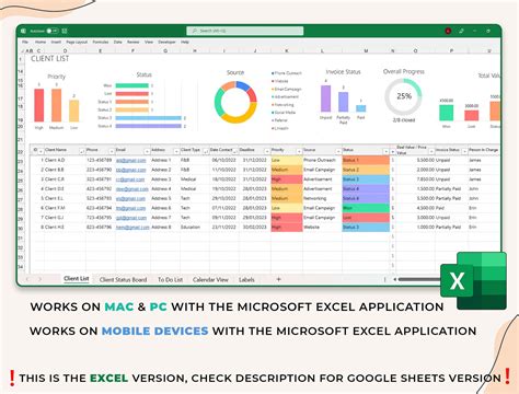 Excel Client Tracker Small Business Template Crm Dashboard Etsy