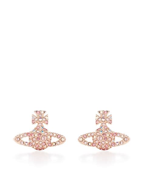 Vivienne Westwood Orb Crystal Embellished Stud Earrings Pink FARFETCH