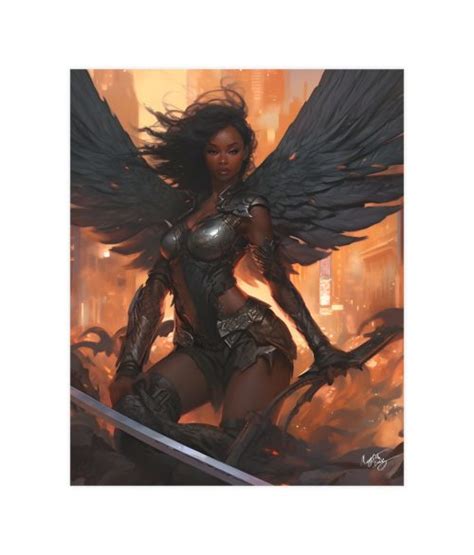 Angel In The City Afrocentric Black Woman Abstract Art Matte Poster