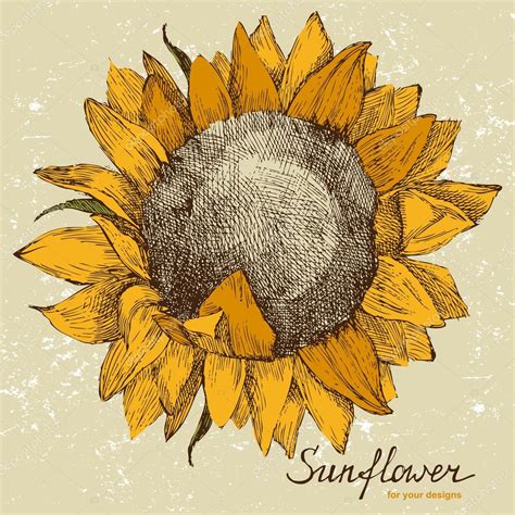 Vector Hand Drawn Sunflower Hand Drawn Sunflower — Stock Vector