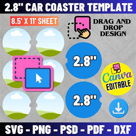 2 8 Car Coaster Template Svg Car Cup Coaster Template Car Coaster