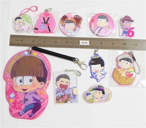 Osomatsu San Todomatsu Lot Of Pinback Button Key Chain Strap Etc