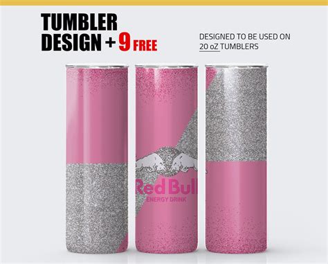 Pink Red Bull Tumbler Wrap Red Bull 20 Oz Skinny Sublimation Tumbler Png Pink Glitter Red Bull