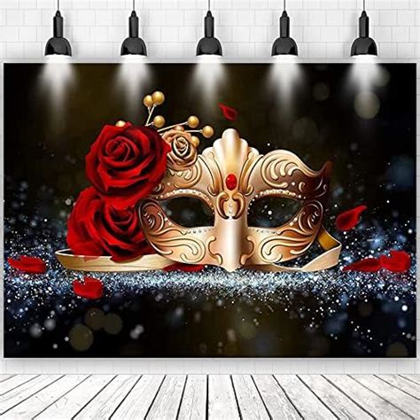 Masquerade Party Backdrops Retro Gold Black Mask Carnival Birthday Photography