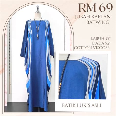 Jubah Kaftan Batwing Batik Lukis Asli Kelantan Shopee Malaysia