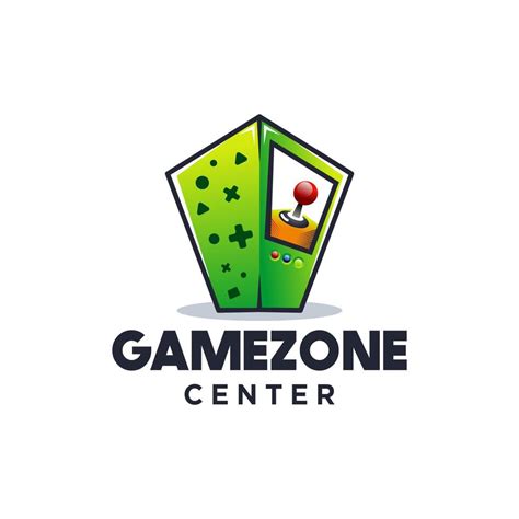 Game Zone Arcade With Red Button Logo Vector Game Room Illustration