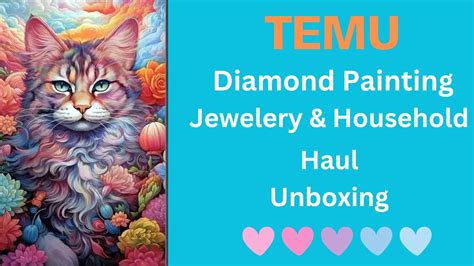 Temu Diamond Painting Haul Unboxing Jewelry And Household Items