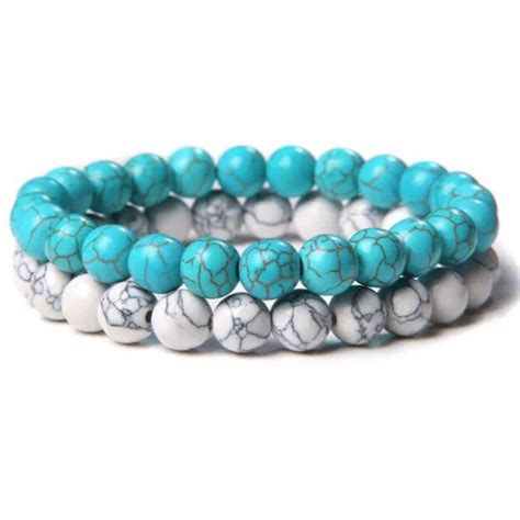 Lot De Deux Bracelets Pierre Naturelle Avec Perles En Turquoise