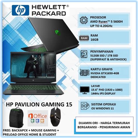 Jual Laptop Hp Pavilion Gaming Ec Ax Amdryzen H Gb Gb