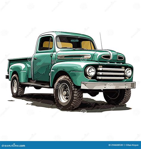 Pickup Truck Illustration with a Touch of Realism Stock Illustration