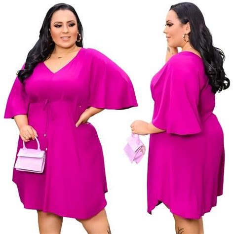 Vestido Plus Size Feminino Estilo Bata curtinho Veste até 56 ZIEM